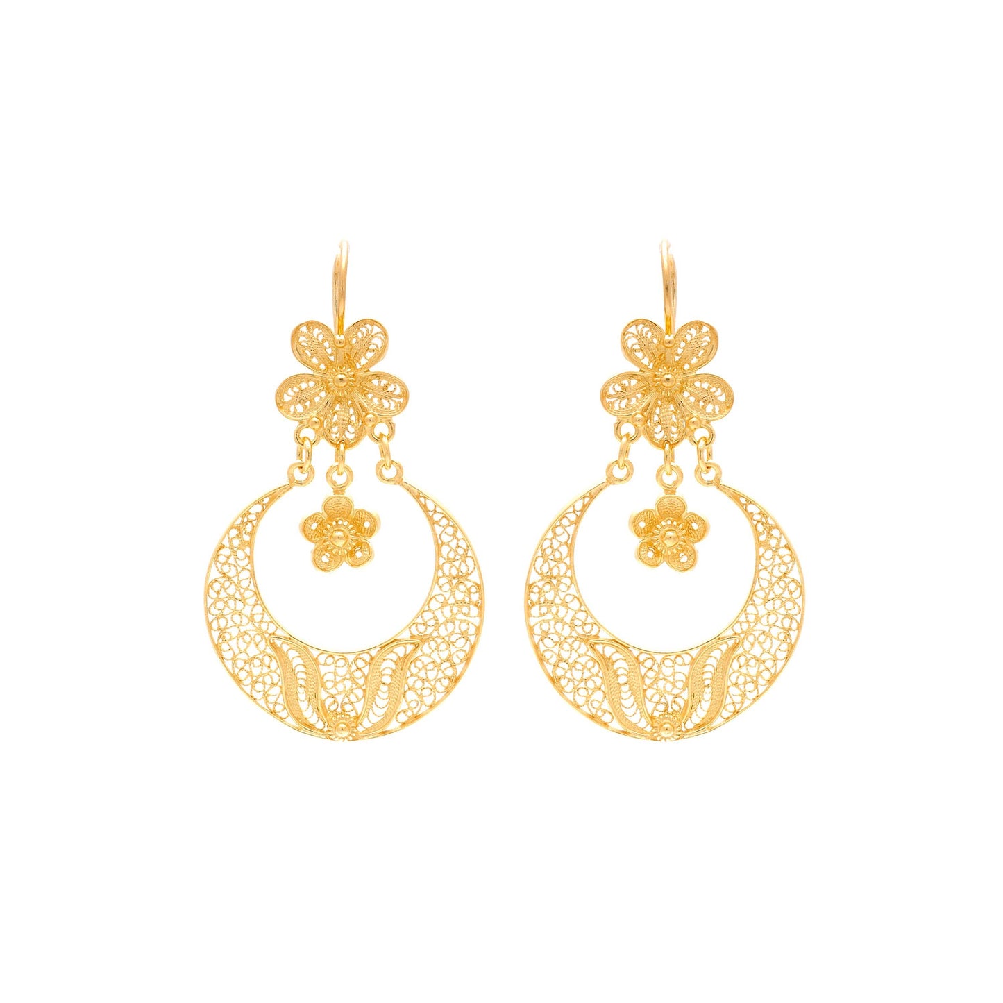 Oorbellen Arrecadas Flower in verguld zilver