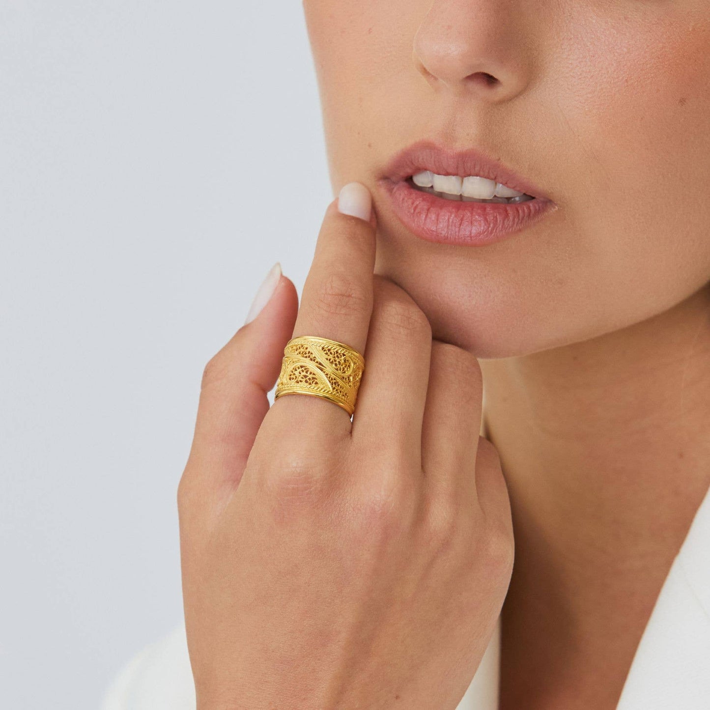 Ring filigraan in verguld zilver