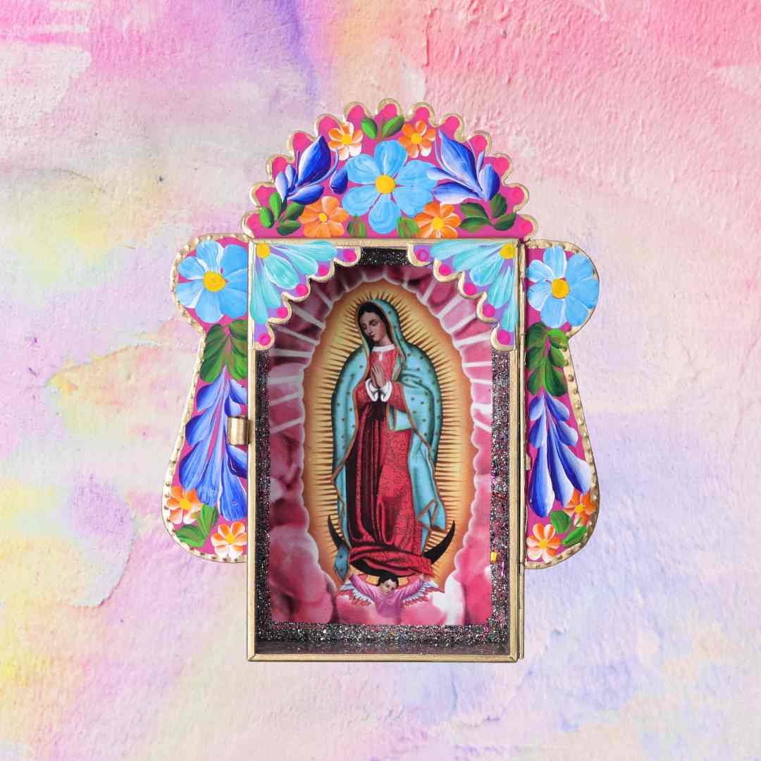 Mexicaans handgemaakt votiefhoesje van de Virgin of Guadalupe