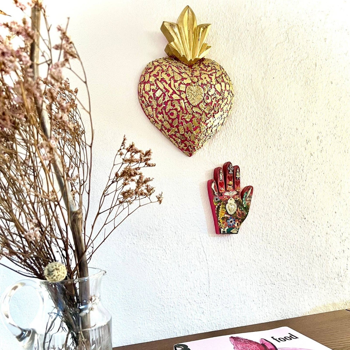 Mexicaans handgemaakt hout met de hand beschilderd met ex vota