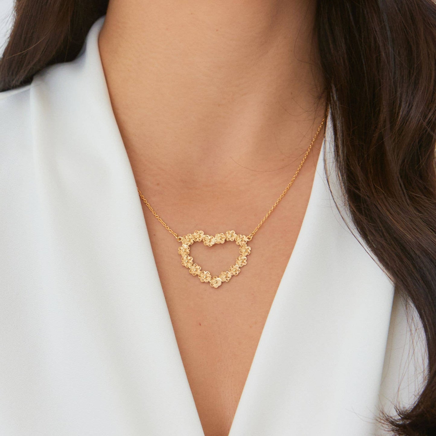 Halsketting Heart of Flowers in verguld zilver