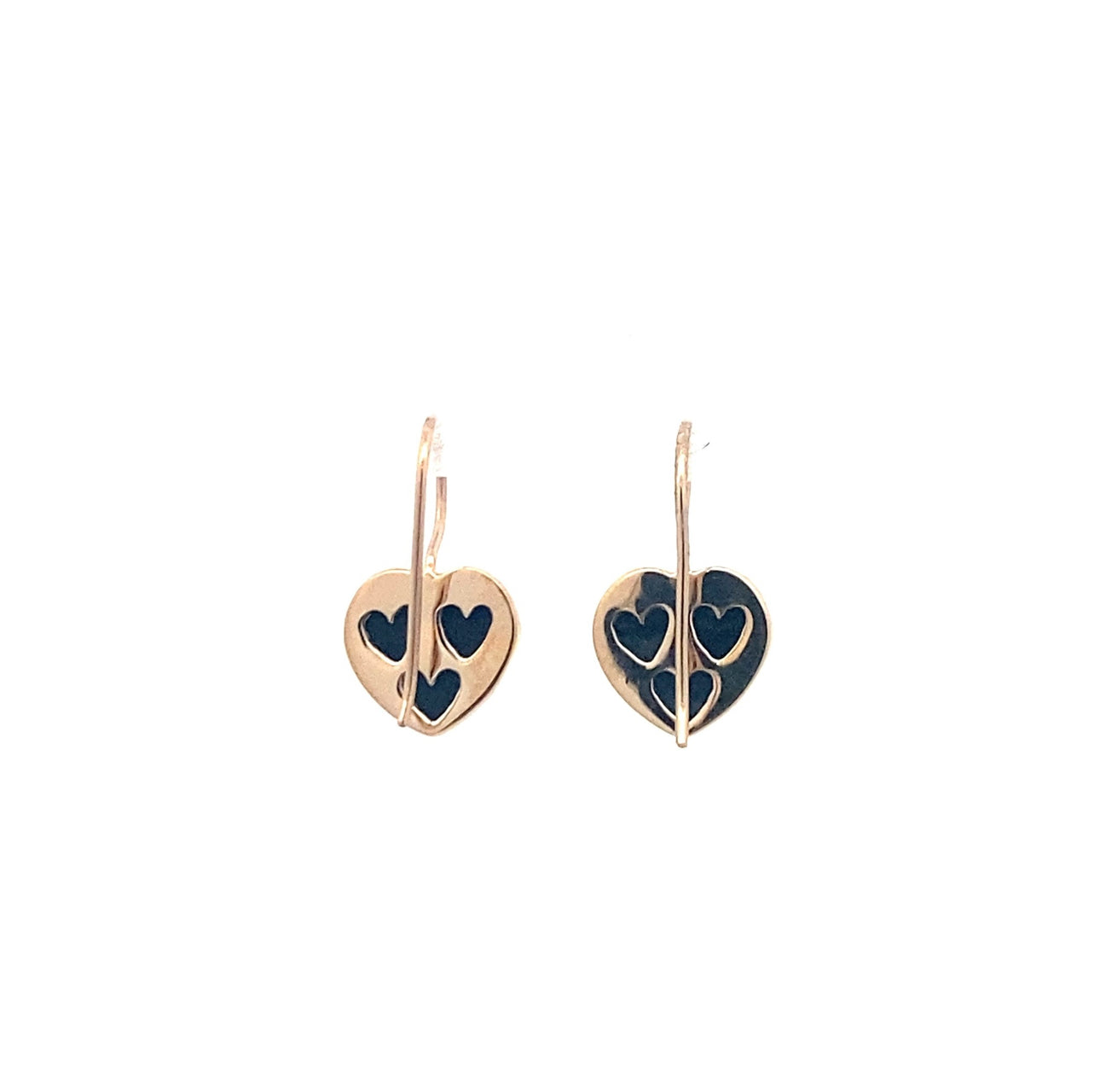 PScallme Earrings heart stone black goldplated