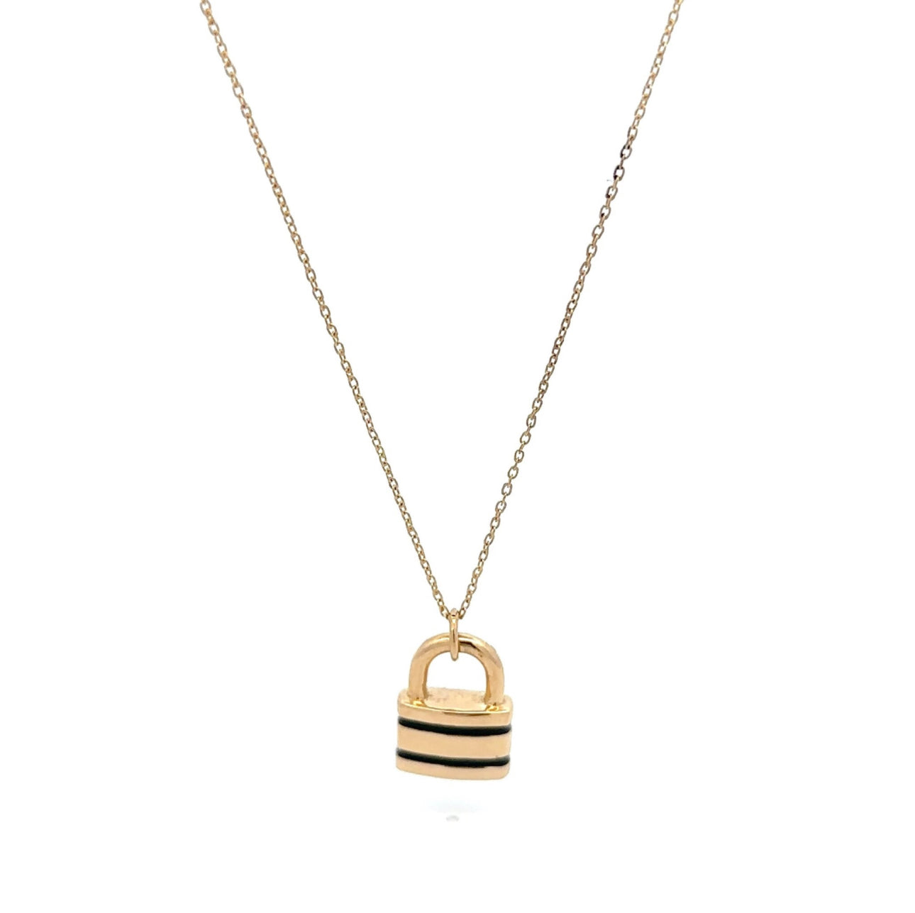 PScallme Necklace lock enamel black goldplated