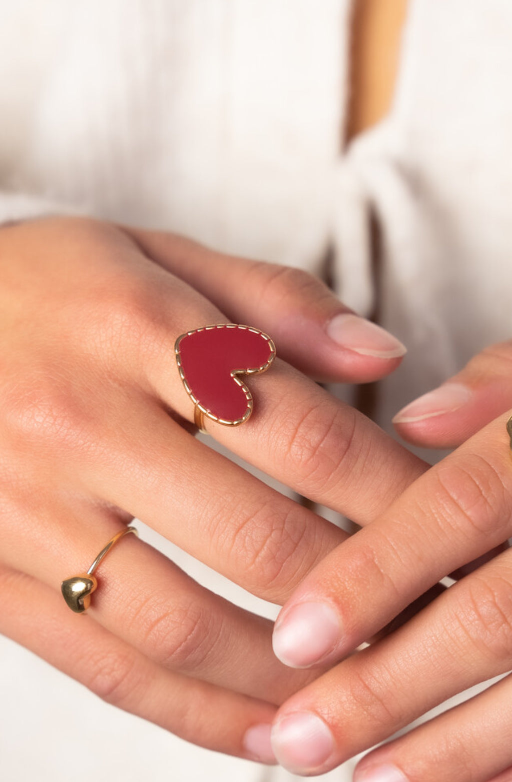 My Jewellery Statement ring met burgundy hartje