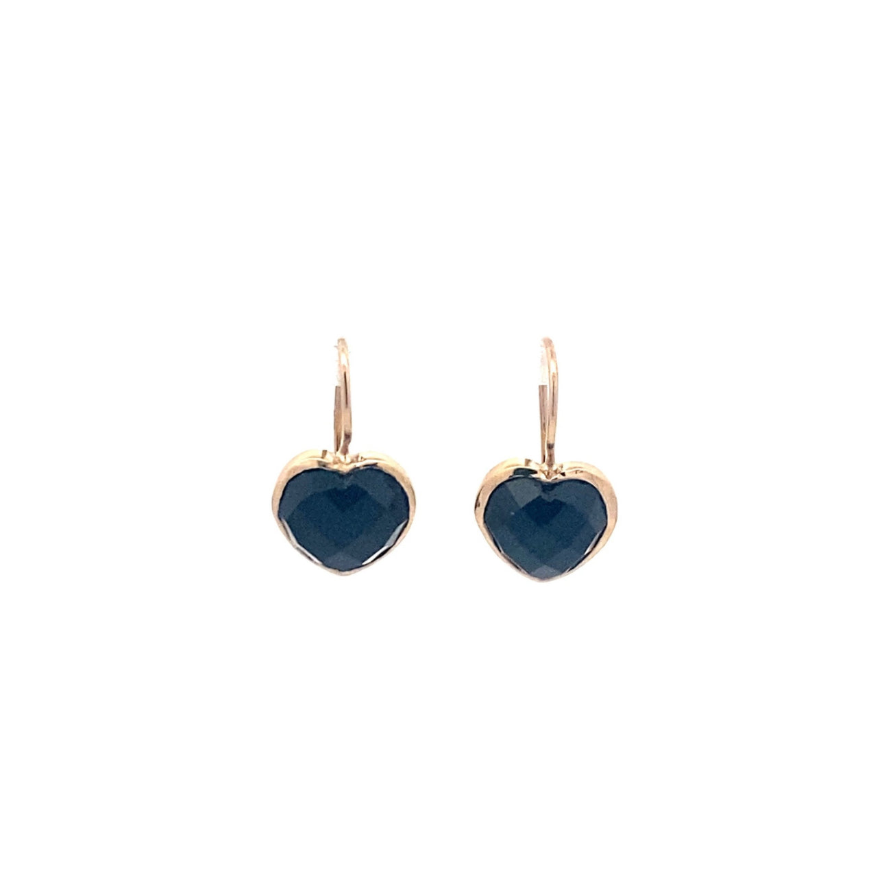 PScallme Earrings heart stone black goldplated