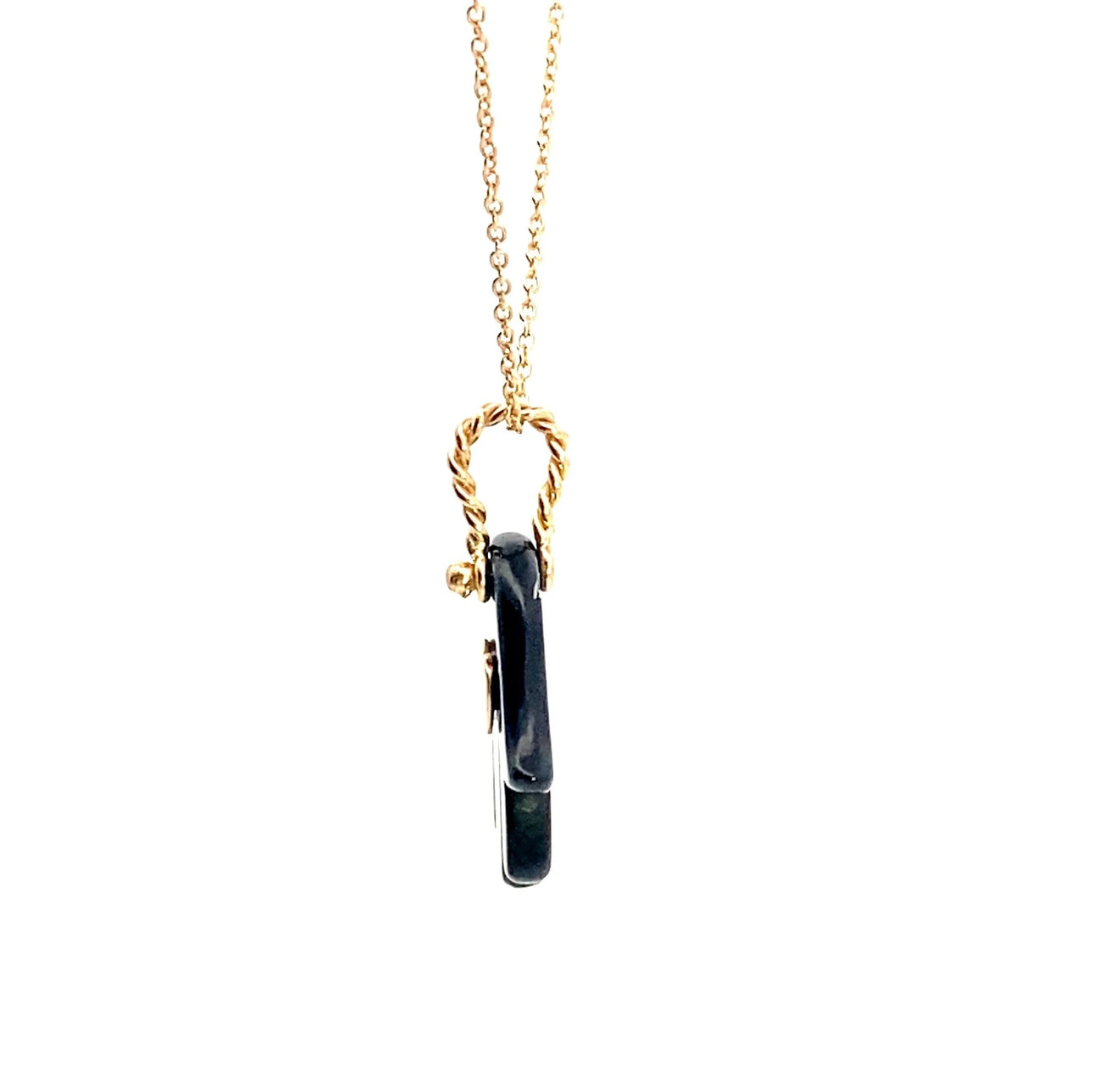 PScallme Necklace hamsa hand heart black goldplated