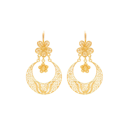 Oorbellen Arrecadas Flower in verguld zilver