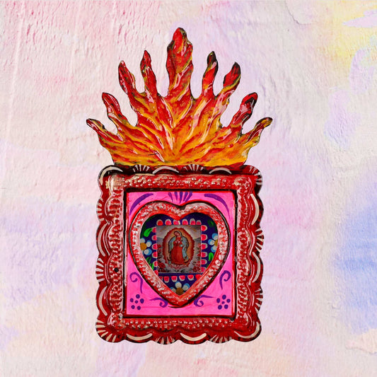 Mexicaans handgemaakt votiefhoesje van de Virgin of Guadalupe