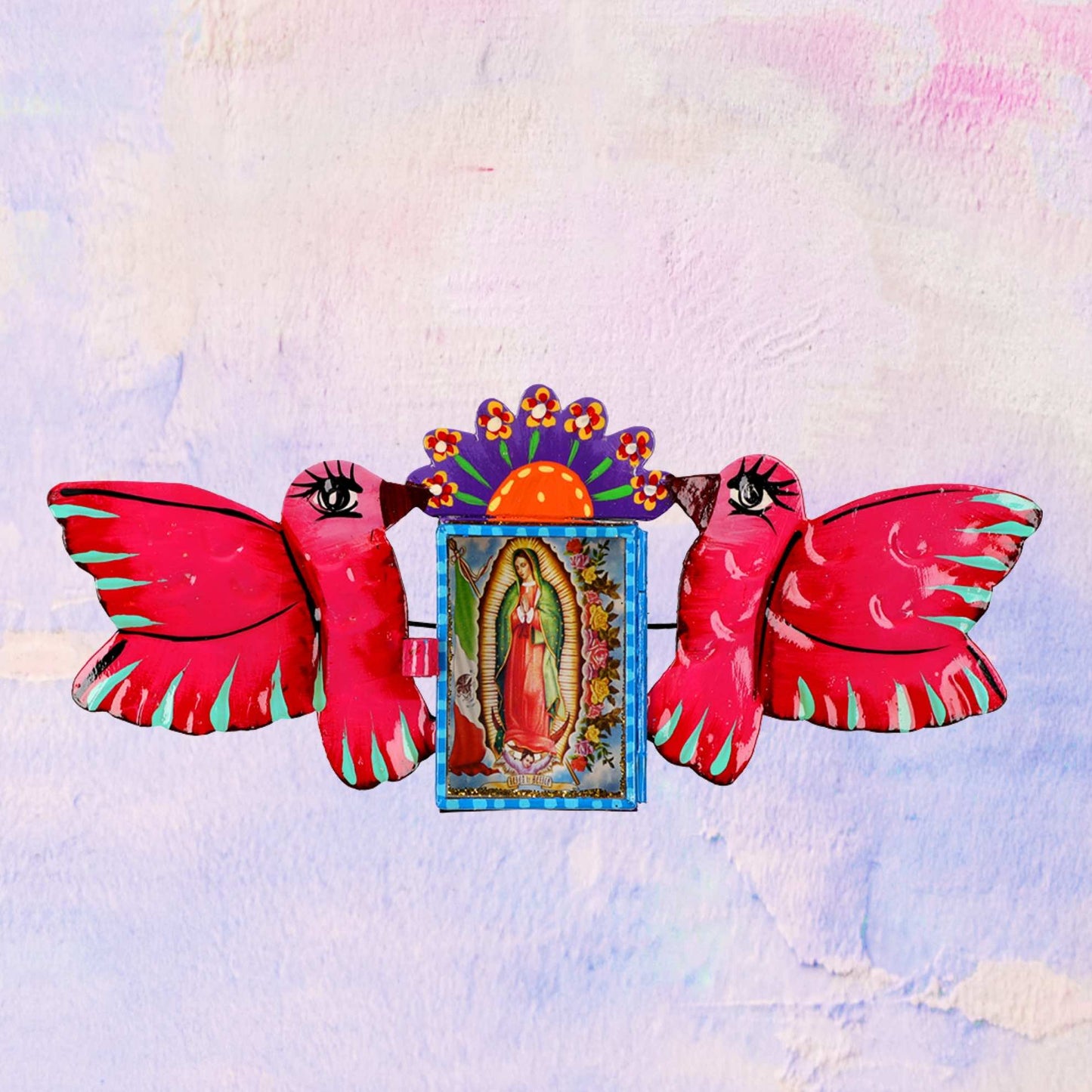 Mexicaans handgemaakt votiefhoesje van de Virgin of Guadalupe