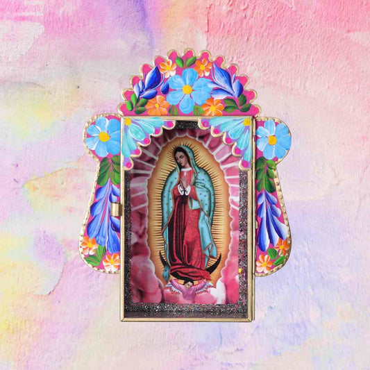 Mexicaans handgemaakt votiefhoesje van de Virgin of Guadalupe