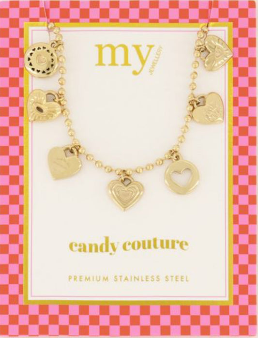 My Jewellery Candy Couture hartjes ketting goud