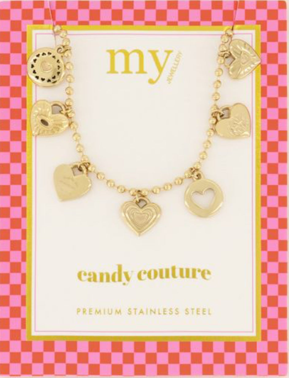 My Jewellery Candy Couture hartjes ketting goud