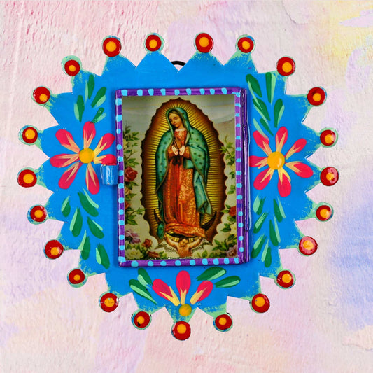 Mexicaans handgemaakt votiefhoesje van de Virgin of Guadalupe