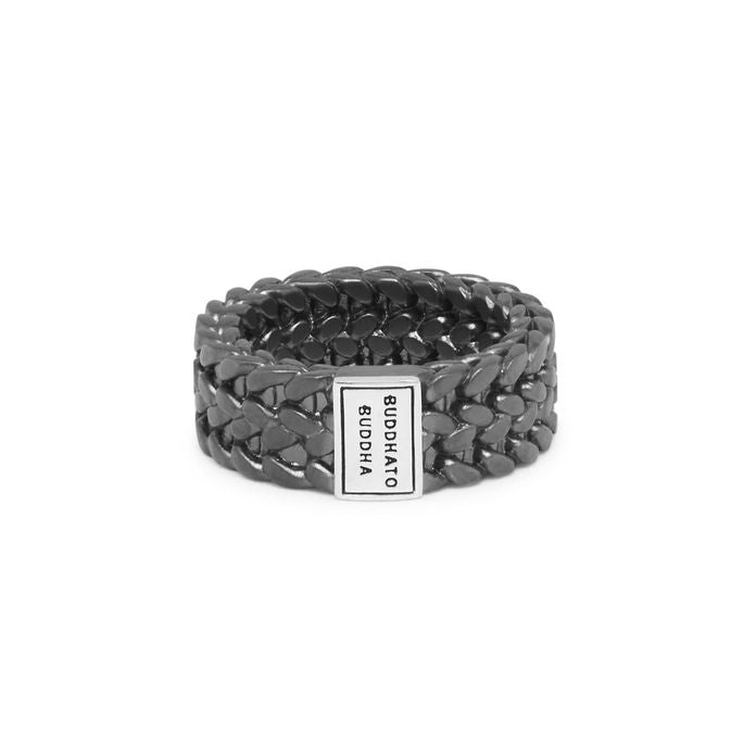 BTB ring Julius Black Rodium Zilver